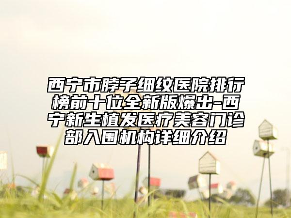 西寧市脖子細(xì)紋醫(yī)院排行榜前十位全新版爆出-西寧新生植發(fā)醫(yī)療美容門(mén)診部入圍機(jī)構(gòu)詳細(xì)介紹