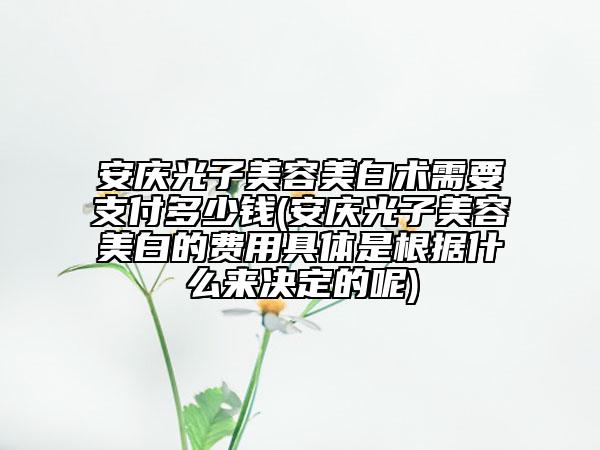 安慶光子美容美白術(shù)需要支付多少錢(qián)(安慶光子美容美白的費(fèi)用具體是根據(jù)什么來(lái)決定的呢)