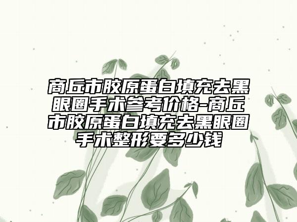 商丘市膠原蛋白填充去黑眼圈手術(shù)參考價格-商丘市膠原蛋白填充去黑眼圈手術(shù)整形要多少錢