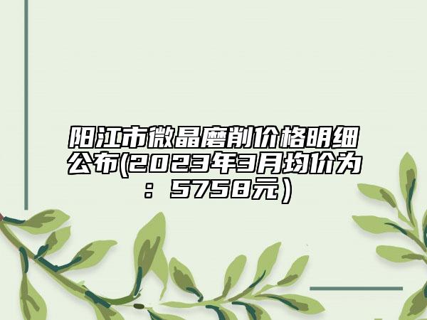 陽江市微晶磨削價(jià)格明細(xì)公布(2023年3月均價(jià)為：5758元）