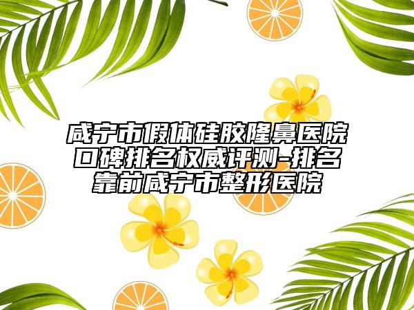 咸寧市假體硅膠隆鼻醫(yī)院口碑排名權(quán)威評測-排名靠前咸寧市整形醫(yī)院