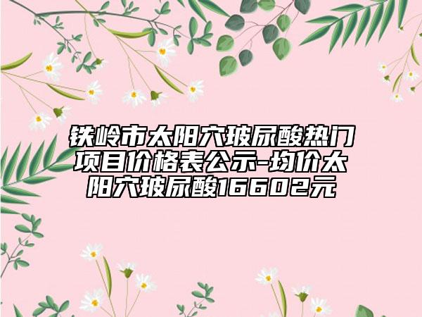 鐵嶺市太陽穴玻尿酸熱門項目價格表公示-均價太陽穴玻尿酸16602元