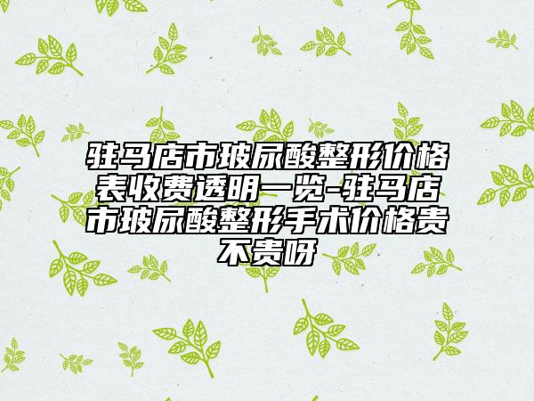 駐馬店市玻尿酸整形價(jià)格表收費(fèi)透明一覽-駐馬店市玻尿酸整形手術(shù)價(jià)格貴不貴呀