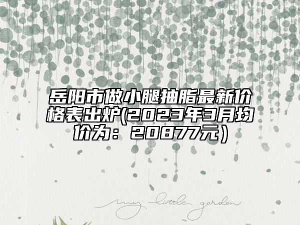 岳陽市做小腿抽脂最新價格表出爐(2023年3月均價為：20877元）