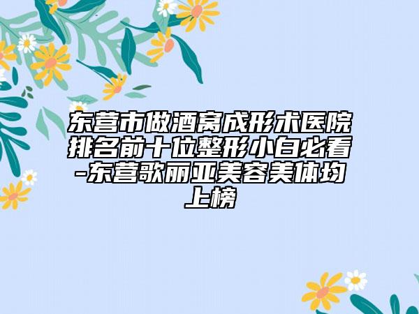 東營(yíng)市做酒窩成形術(shù)醫(yī)院排名前十位整形小白必看-東營(yíng)歌麗亞美容美體均上榜