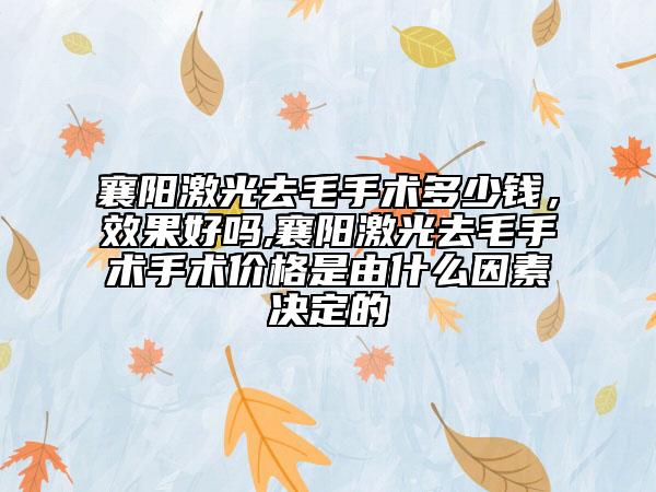 襄陽激光去毛手術(shù)多少錢，效果好嗎,襄陽激光去毛手術(shù)手術(shù)價格是由什么因素決定的