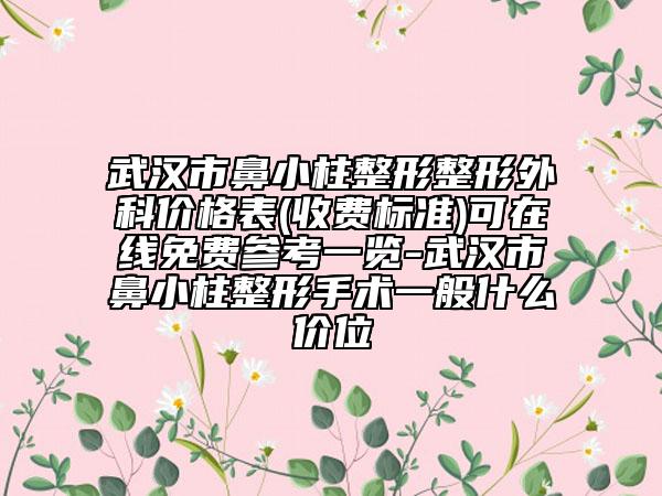 武漢市鼻小柱整形整形外科價格表(收費標(biāo)準(zhǔn))可在線免費參考一覽-武漢市鼻小柱整形手術(shù)一般什么價位