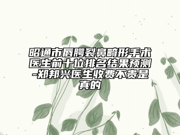 昭通市唇腭裂鼻畸形手術(shù)醫(yī)生前十位排名結(jié)果預(yù)測(cè)-鄭邦興醫(yī)生收費(fèi)不貴是真的