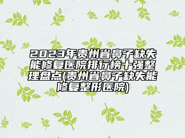 2023年貴州省鼻子缺失能修復醫(yī)院排行榜十強整理盤點(貴州省鼻子缺失能修復整形醫(yī)院)