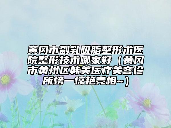 黃岡市副乳吸脂整形術(shù)醫(yī)院整形技術(shù)哪家好（黃岡市黃州區(qū)韓美醫(yī)療美容診所榜一驚艷亮相~）