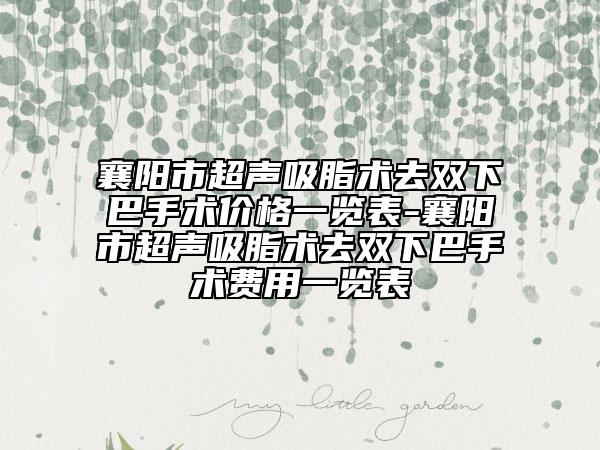襄陽(yáng)市超聲吸脂術(shù)去雙下巴手術(shù)價(jià)格一覽表-襄陽(yáng)市超聲吸脂術(shù)去雙下巴手術(shù)費(fèi)用一覽表