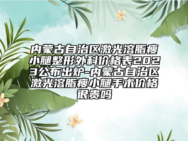 內(nèi)蒙古自治區(qū)激光溶脂瘦小腿整形外科價格表2023公布出爐-內(nèi)蒙古自治區(qū)激光溶脂瘦小腿手術(shù)價格很貴嗎