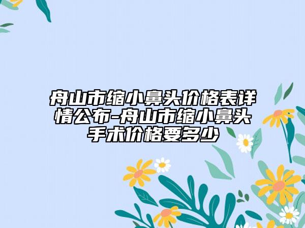 舟山市縮小鼻頭價(jià)格表詳情公布-舟山市縮小鼻頭手術(shù)價(jià)格要多少
