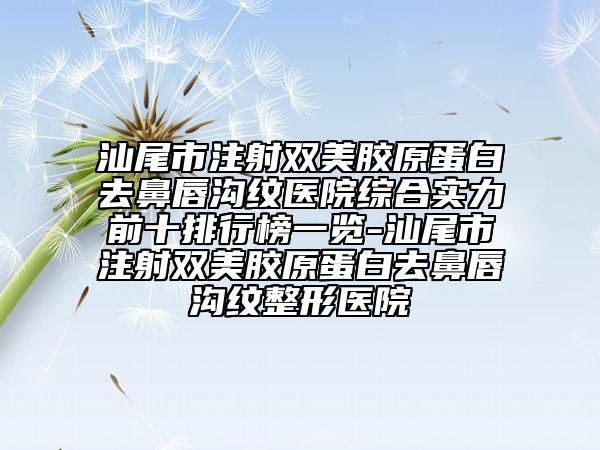 汕尾市注射雙美膠原蛋白去鼻唇溝紋醫(yī)院綜合實(shí)力前十排行榜一覽-汕尾市注射雙美膠原蛋白去鼻唇溝紋整形醫(yī)院