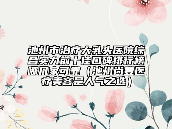 池州市治療大乳頭醫(yī)院綜合實力前十佳口碑排行榜哪幾家可靠（池州尚壹醫(yī)療美容是人氣之選）