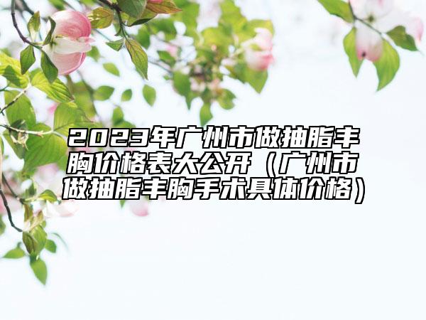 2023年廣州市做抽脂豐胸價格表大公開（廣州市做抽脂豐胸手術具體價格）