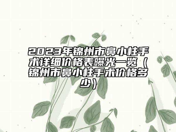 2023年錦州市鼻小柱手術詳細價格表曝光一覽（錦州市鼻小柱手術價格多少）