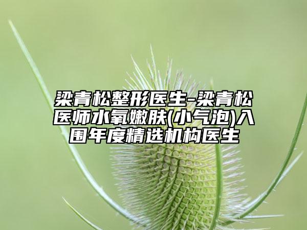 梁青松整形醫(yī)生-梁青松醫(yī)師水氧嫩膚(小氣泡)入圍年度精選機(jī)構(gòu)醫(yī)生