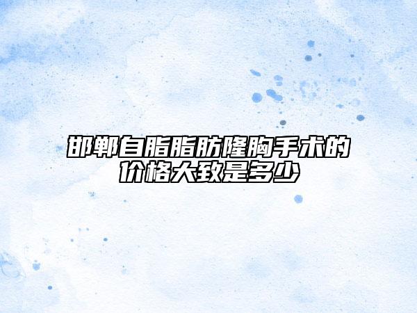 邯鄲自脂脂肪隆胸手術(shù)的價格大致是多少