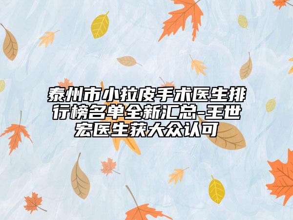泰州市小拉皮手術(shù)醫(yī)生排行榜名單全新匯總-王世宏醫(yī)生獲大眾認可