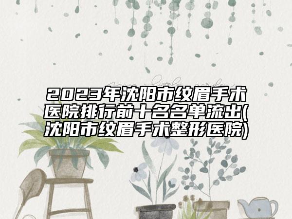 2023年沈陽市紋眉手術(shù)醫(yī)院排行前十名名單流出(沈陽市紋眉手術(shù)整形醫(yī)院)