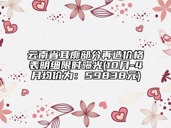 云南省耳廓部分再造價格表明細限時曝光(10月-4月均價為：59838元)