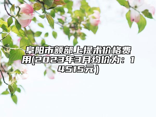 阜陽(yáng)市額部上提術(shù)價(jià)格費(fèi)用(2023年3月均價(jià)為：14515元）