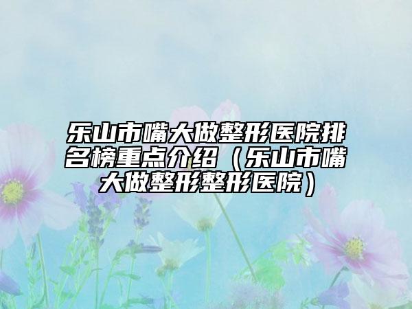 樂山市嘴大做整形醫(yī)院排名榜重點(diǎn)介紹（樂山市嘴大做整形整形醫(yī)院）