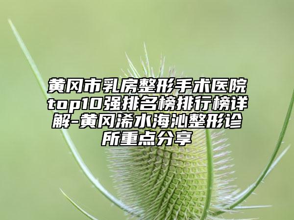 黃岡市乳房整形手術(shù)醫(yī)院top10強(qiáng)排名榜排行榜詳解-黃岡浠水海沁整形診所重點分享