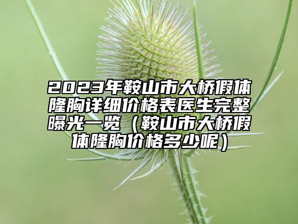 2023年鞍山市大橋假體隆胸詳細(xì)價格表醫(yī)生完整曝光一覽（鞍山市大橋假體隆胸價格多少呢）