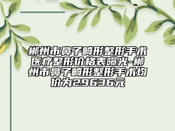 郴州市鼻子畸形整形手術(shù)醫(yī)療整形價格表曝光-郴州市鼻子畸形整形手術(shù)均價為29636元