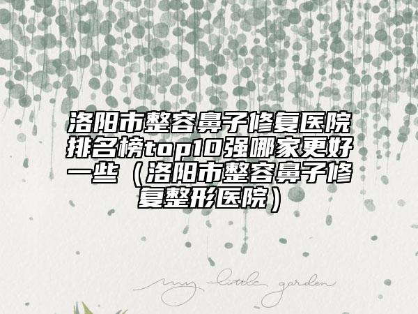 洛陽市整容鼻子修復(fù)醫(yī)院排名榜top10強(qiáng)哪家更好一些（洛陽市整容鼻子修復(fù)整形醫(yī)院）