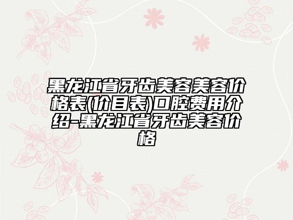 黑龍江省牙齒美容美容價格表(價目表)口腔費用介紹-黑龍江省牙齒美容價格