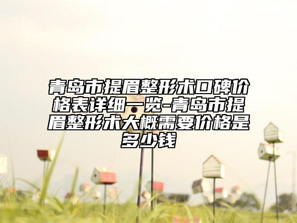 青島市提眉整形術(shù)口碑價格表詳細(xì)一覽-青島市提眉整形術(shù)大概需要價格是多少錢