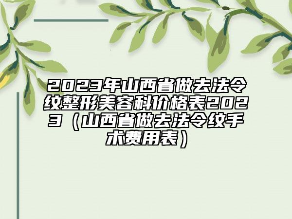 2023年山西省做去法令紋整形美容科價格表2023（山西省做去法令紋手術(shù)費(fèi)用表）