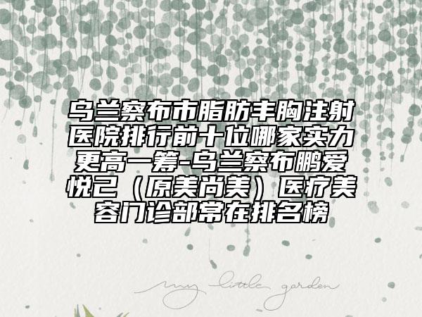 烏蘭察布市脂肪豐胸注射醫(yī)院排行前十位哪家實(shí)力更高一籌-烏蘭察布鵬愛悅己（原美尚美）醫(yī)療美容門診部常在排名榜