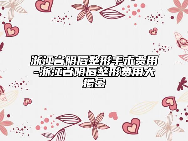 浙江省陰唇整形手術(shù)費(fèi)用-浙江省陰唇整形費(fèi)用大揭密