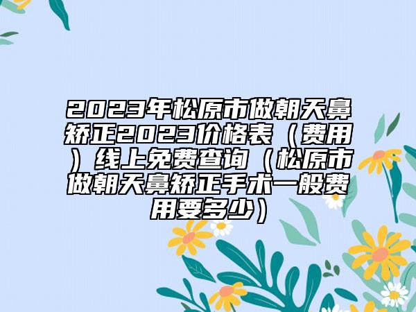 2023年松原市做朝天鼻矯正2023價(jià)格表（費(fèi)用）線(xiàn)上免費(fèi)查詢(xún)（松原市做朝天鼻矯正手術(shù)一般費(fèi)用要多少）