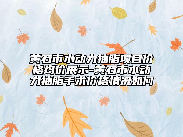 黃石市水動(dòng)力抽脂項(xiàng)目?jī)r(jià)格均價(jià)展示-黃石市水動(dòng)力抽脂手術(shù)價(jià)格情況如何