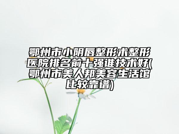 鄂州市小陰唇整形術(shù)整形醫(yī)院排名前十強誰技術(shù)好(鄂州市美人邦美容生活館比較靠譜)