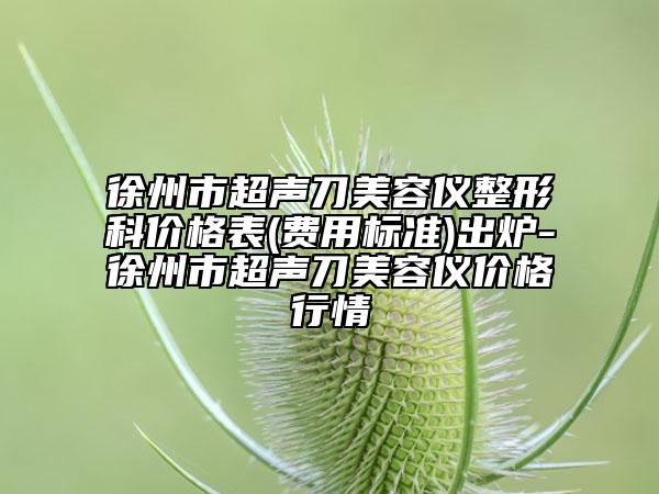 徐州市超聲刀美容儀整形科價格表(費用標準)出爐-徐州市超聲刀美容儀價格行情