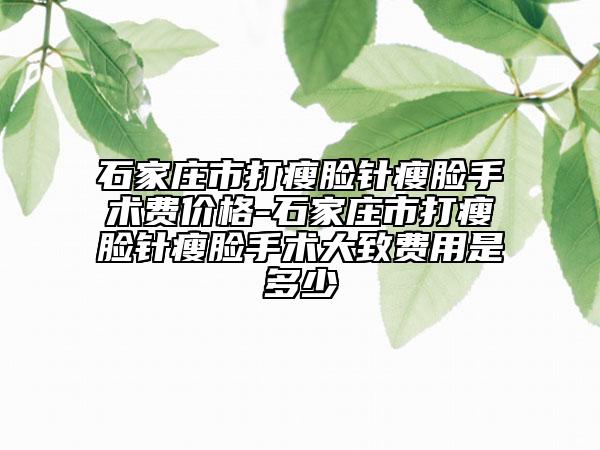 石家莊市打瘦臉針瘦臉手術(shù)費價格-石家莊市打瘦臉針瘦臉手術(shù)大致費用是多少
