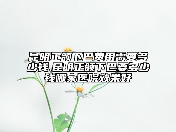 昆明正頜下巴費用需要多少錢,昆明正頜下巴要多少錢哪家醫(yī)院效果好