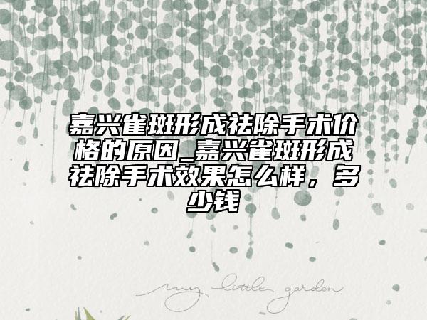 嘉興雀斑形成祛除手術價格的原因_嘉興雀斑形成祛除手術效果怎么樣，多少錢