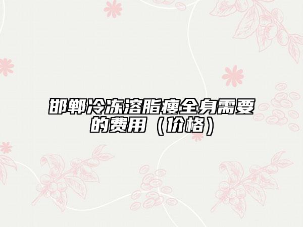 邯鄲冷凍溶脂瘦全身需要的費用（價格）