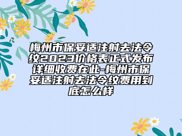 梅州市保妥適注射去法令紋2023價格表正式發(fā)布詳細(xì)收費(fèi)在此-梅州市保妥適注射去法令紋費(fèi)用到底怎么樣
