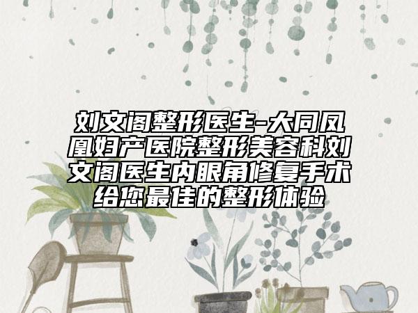 劉文閣整形醫(yī)生-大同鳳凰婦產(chǎn)醫(yī)院整形美容科劉文閣醫(yī)生內(nèi)眼角修復手術給您最佳的整形體驗