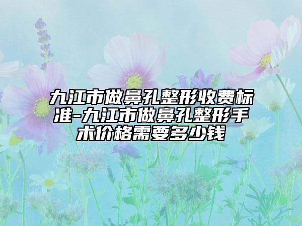 九江市做鼻孔整形收費(fèi)標(biāo)準(zhǔn)-九江市做鼻孔整形手術(shù)價格需要多少錢