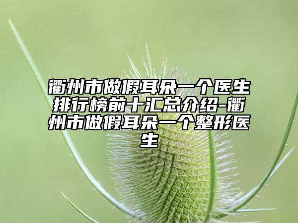 衢州市做假耳朵一個醫(yī)生排行榜前十匯總介紹-衢州市做假耳朵一個整形醫(yī)生