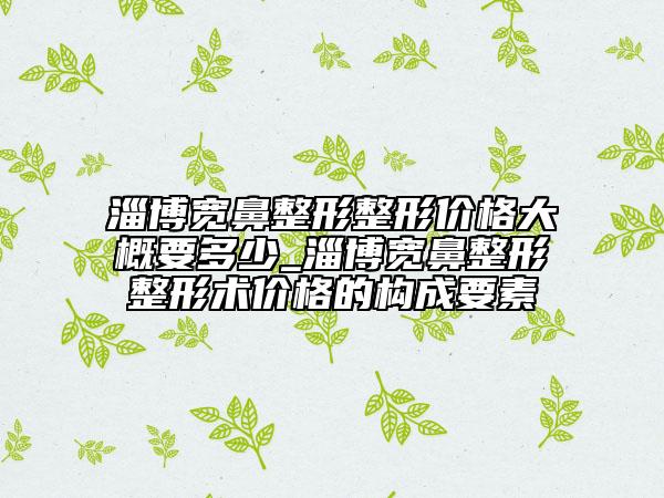 淄博寬鼻整形整形價(jià)格大概要多少_淄博寬鼻整形整形術(shù)價(jià)格的構(gòu)成要素
